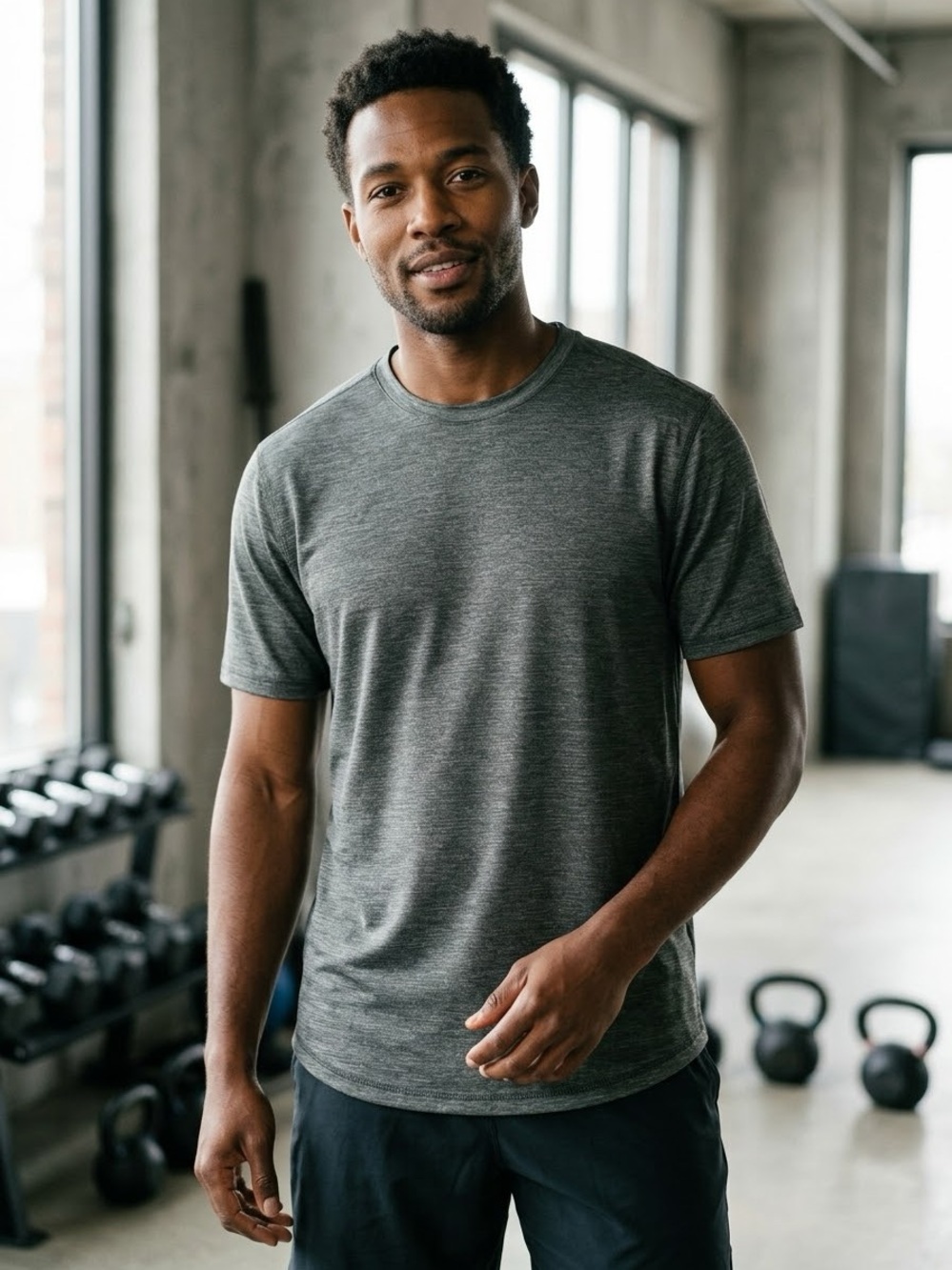 Sz M Men's Matrix DriWear Heather Gray Performance Crew Neck T-Shirt